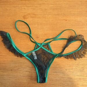 Lace Trimmed Green and Black Panties
